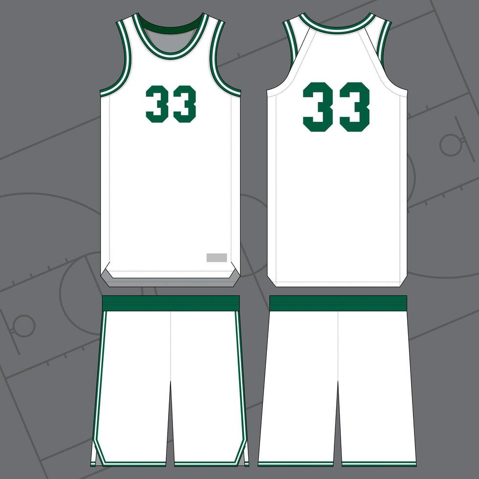 White and Green Color Combination Basketball Uniform for Team Sports vector