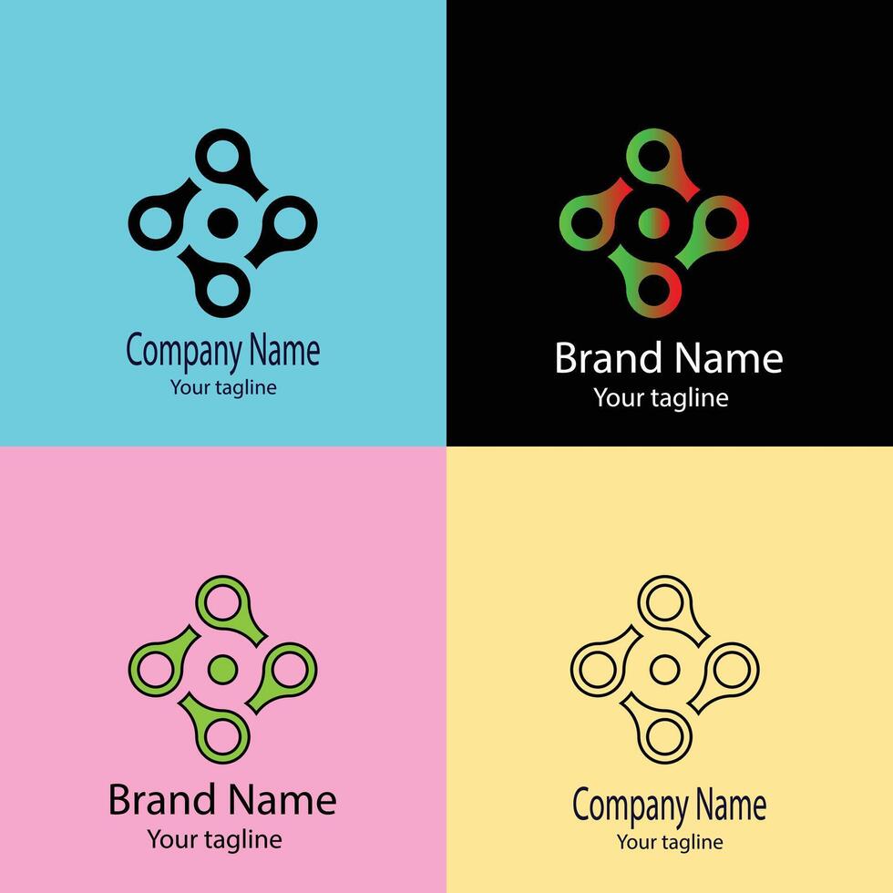 Professional Latest logo design with four different designs of the same shape vector