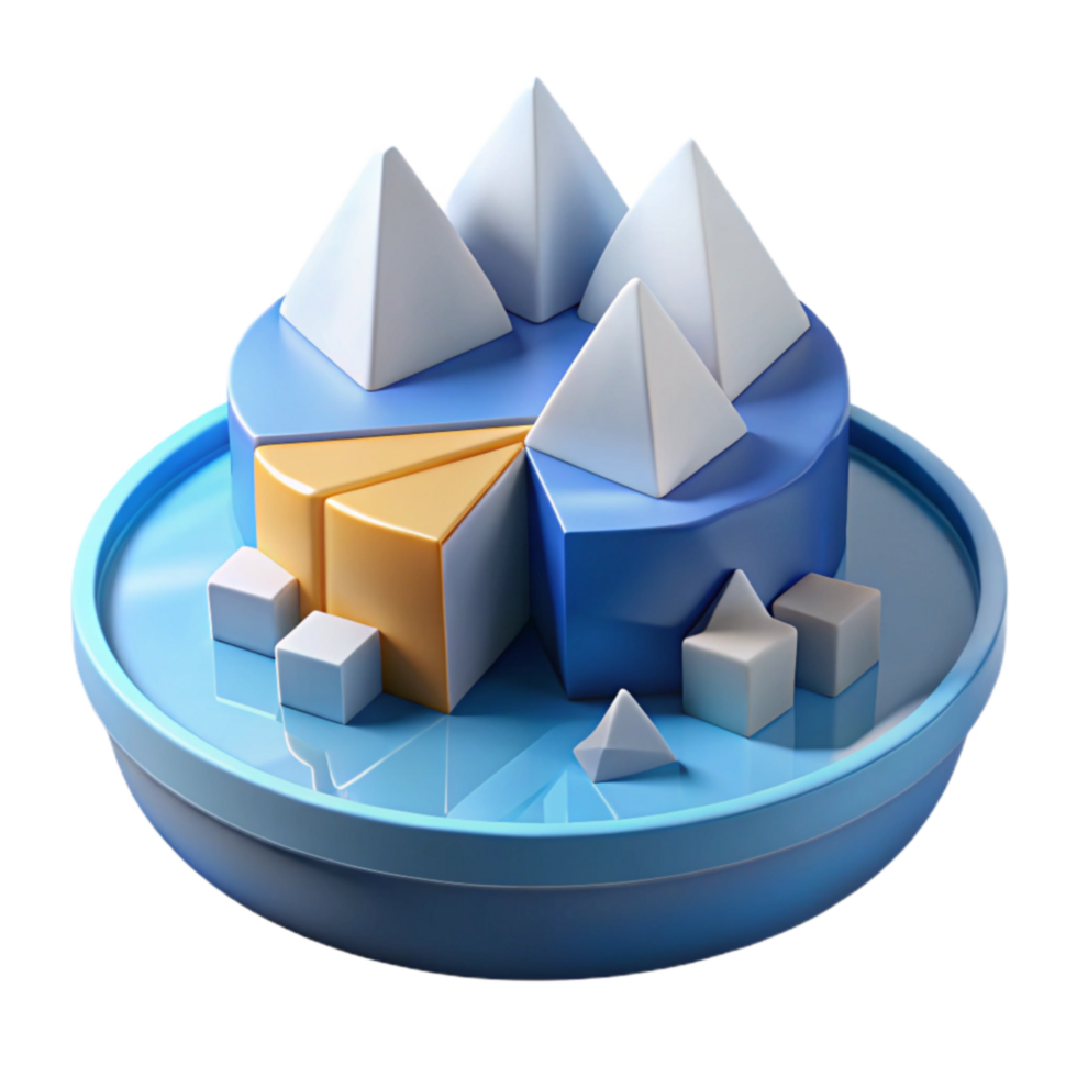 Data Visualization 3D Pie Chart with Cubes and Pyramids png