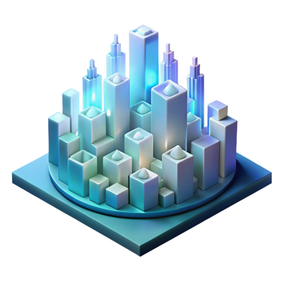Abstract Cityscape 3D Render of Cubic Structures png