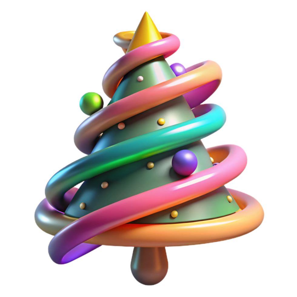 Abstract Festive Tree 3D Render of Colorful Holiday Design png