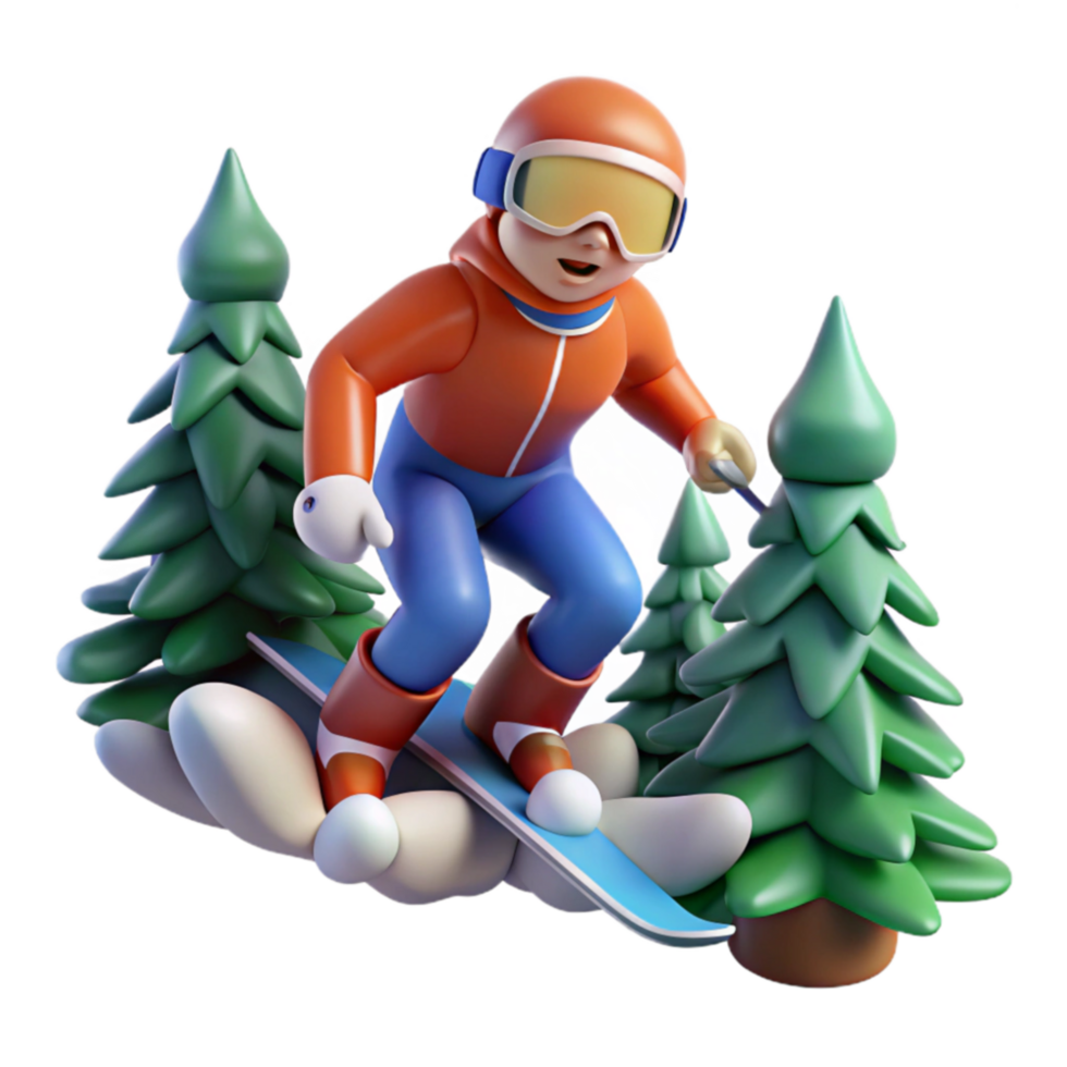Snowboarding Adventure 3D Cartoon Fun on Winter Slopes png