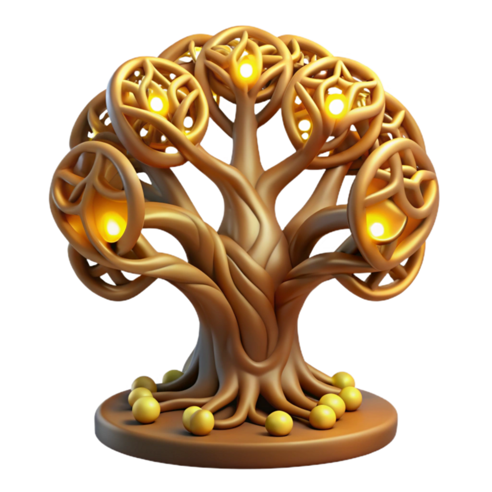 Illuminated Knotwork Tree 3D Render of Abstract Art png