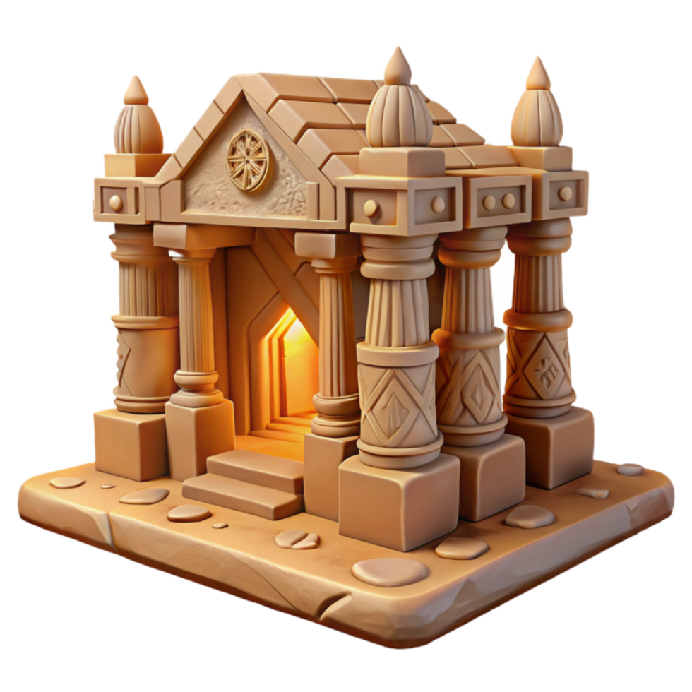 Ancient Temple 3D Model Columns, Stone, Architecture, Shrine, Glowing Entrance, Mythological, Fantasy, Game Asset, Digital Art png