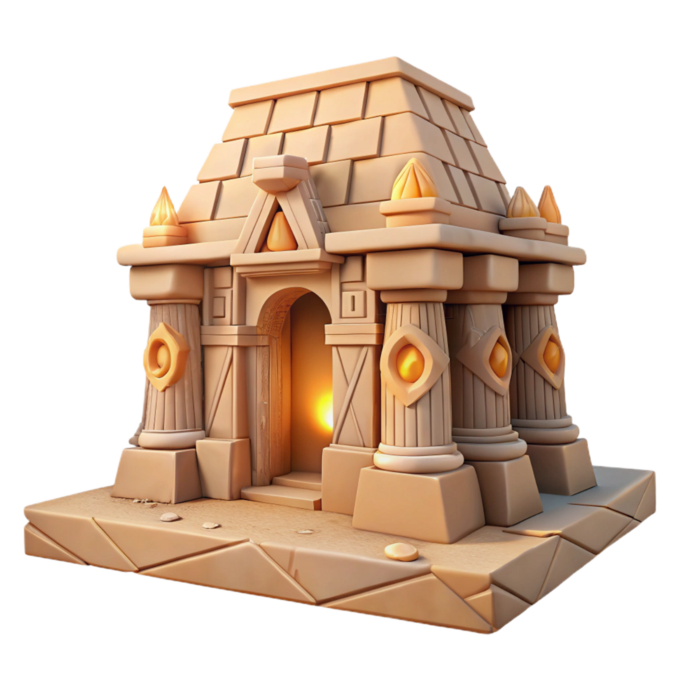 Ancient Stone Temple 3D Model Game Asset, Fantasy Architecture, Stylized Design png