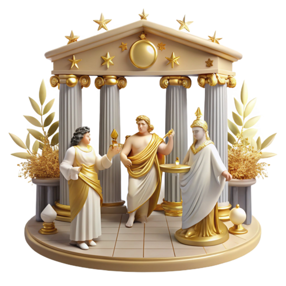 Ancient Greek Temple Scene Gods, Goddesses, and Rituals png