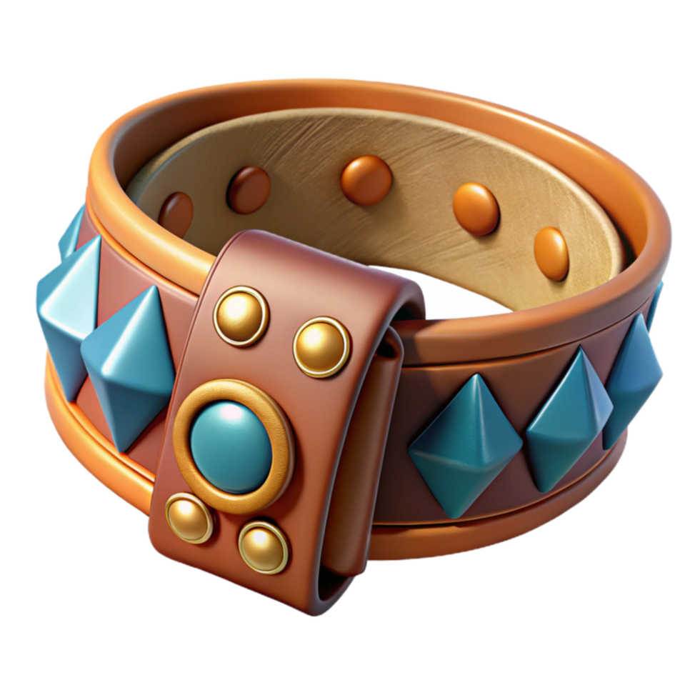 3D Render of a Decorative Studded Leather Bracelet png