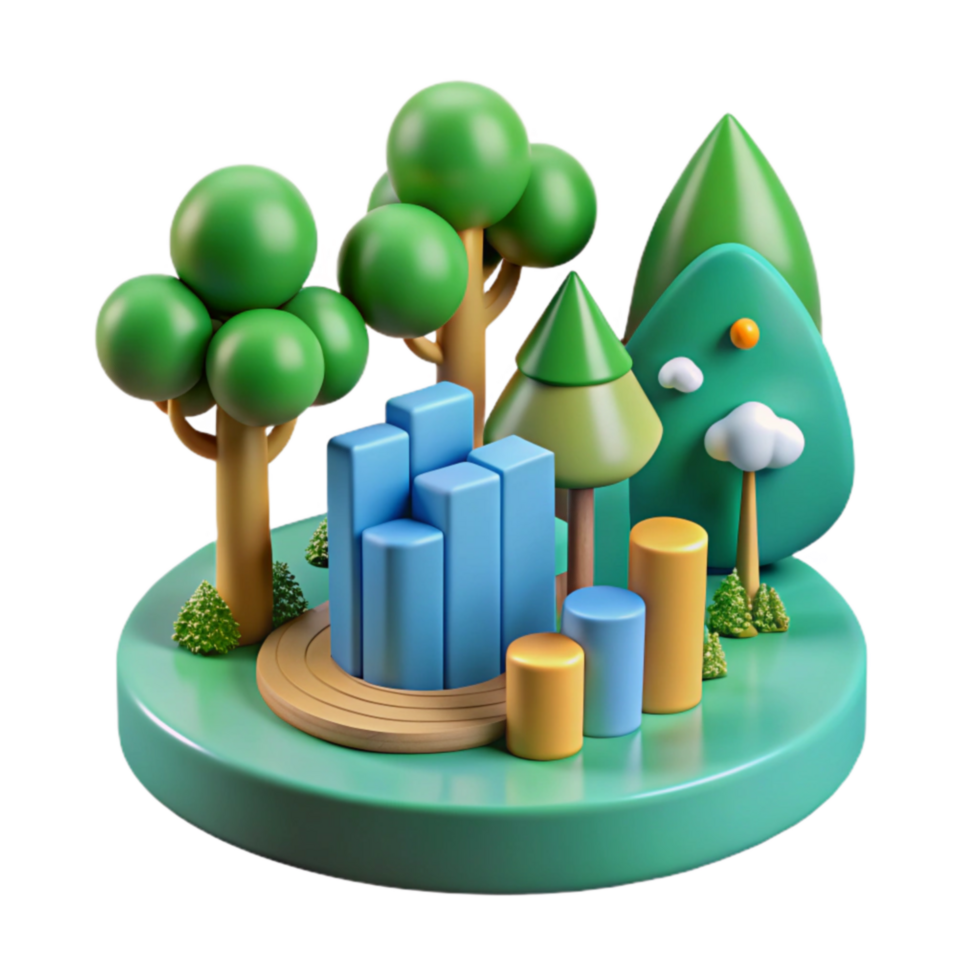 Environmental Data Visualization 3D Charts in Nature png