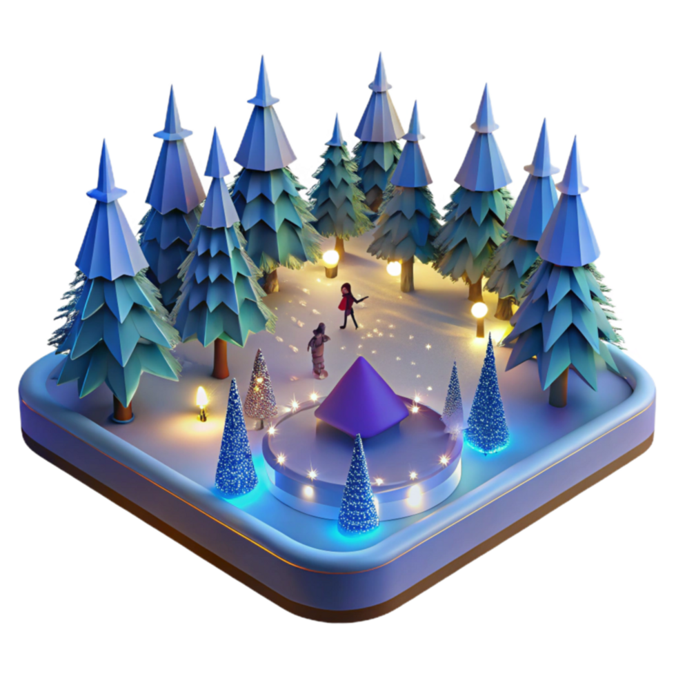 Winter Wonderland Festive Ice Skating Scene png