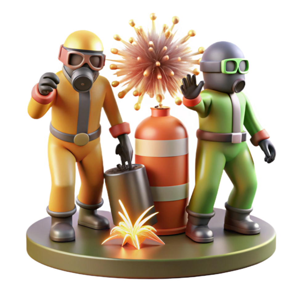 Hazardous Materials Response Team 3D Render of Emergency Personnel png