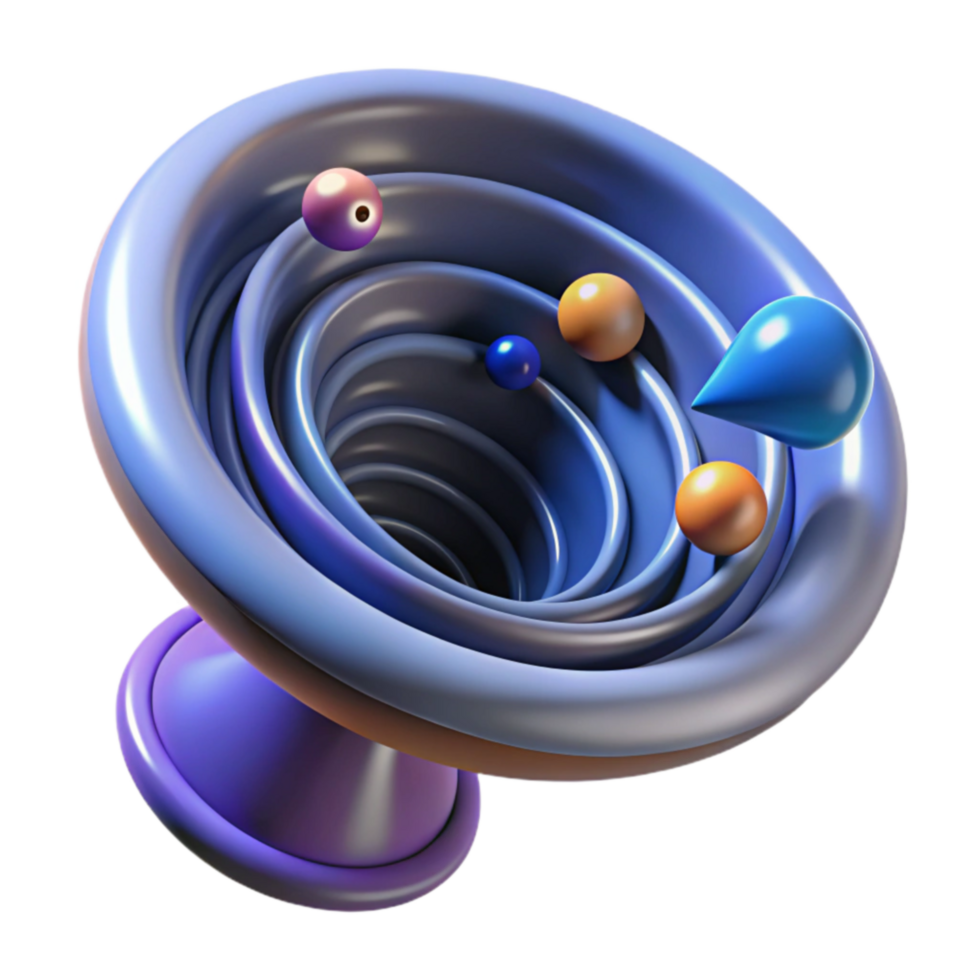 Abstract 3D Spiral with Colorful Spheres png