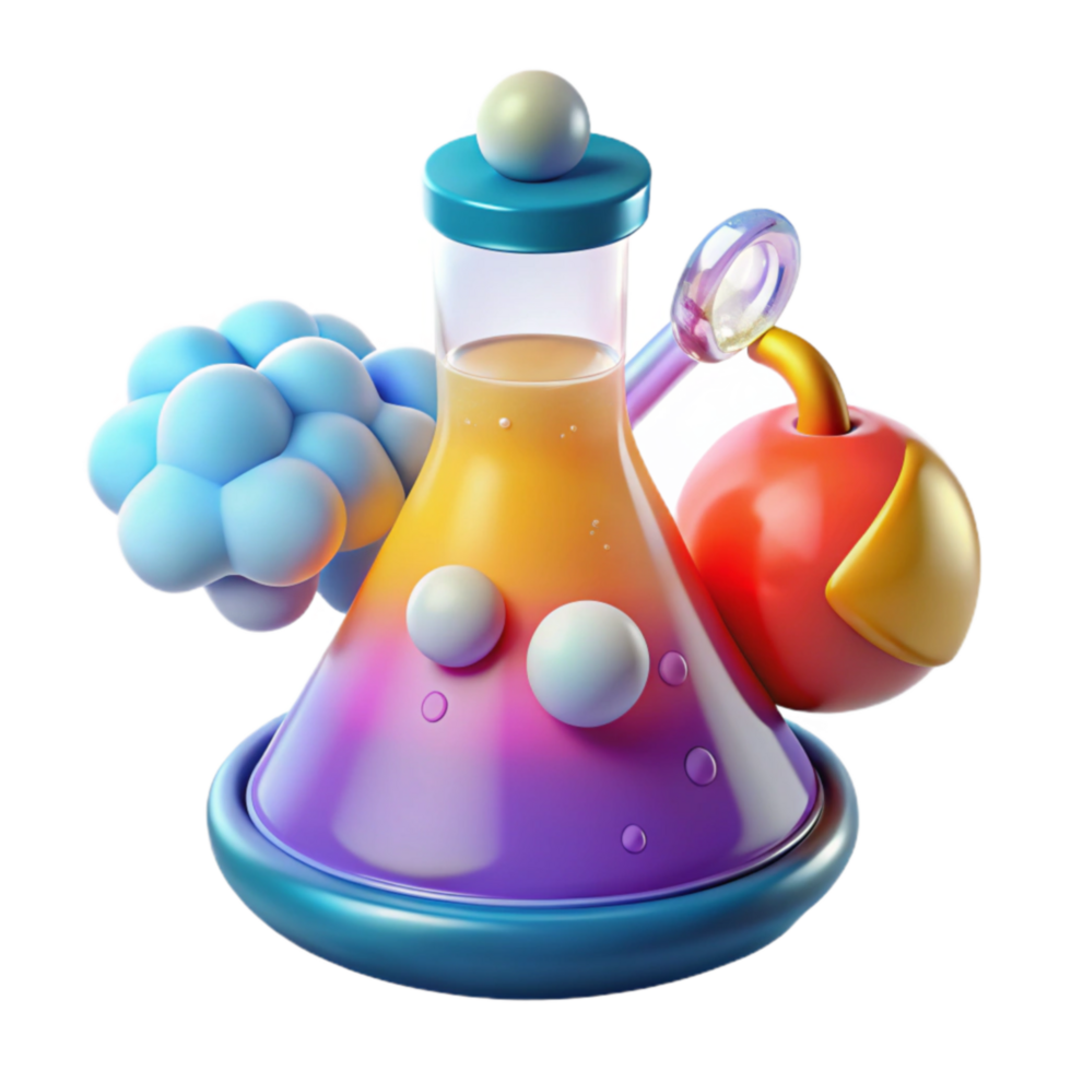 Colorful Science Experiments Erlenmeyer Flask, Bubbles, and More png