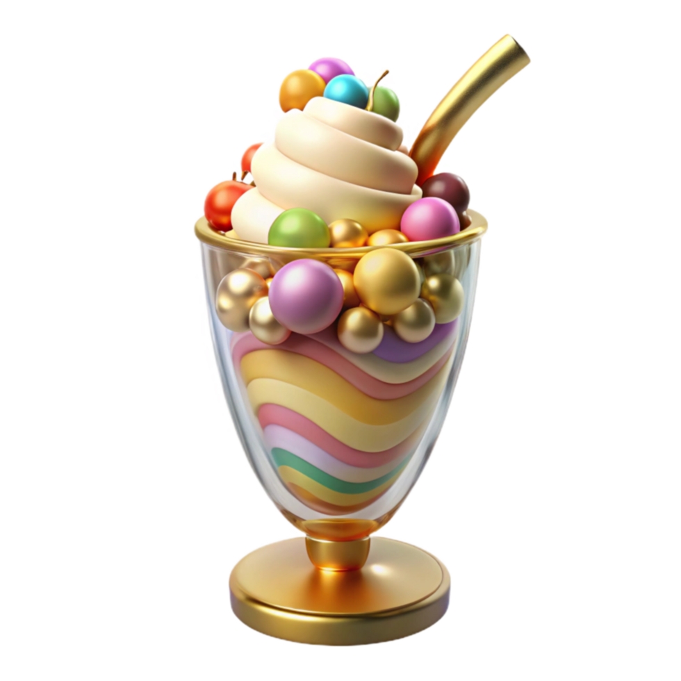 Rainbow Swirl Dessert with Colorful Balls png