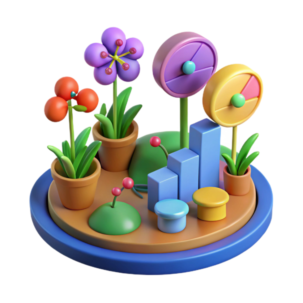 Growth Visualization Data Bloom in 3D png