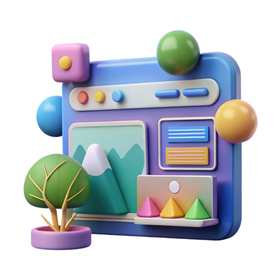 3D Webpage Design Colorful Interface, Nature Theme png