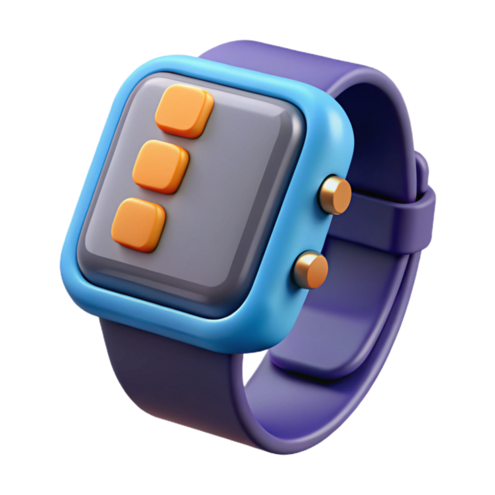 Sleek Digital Watch with Colorful Interface and Buttons png