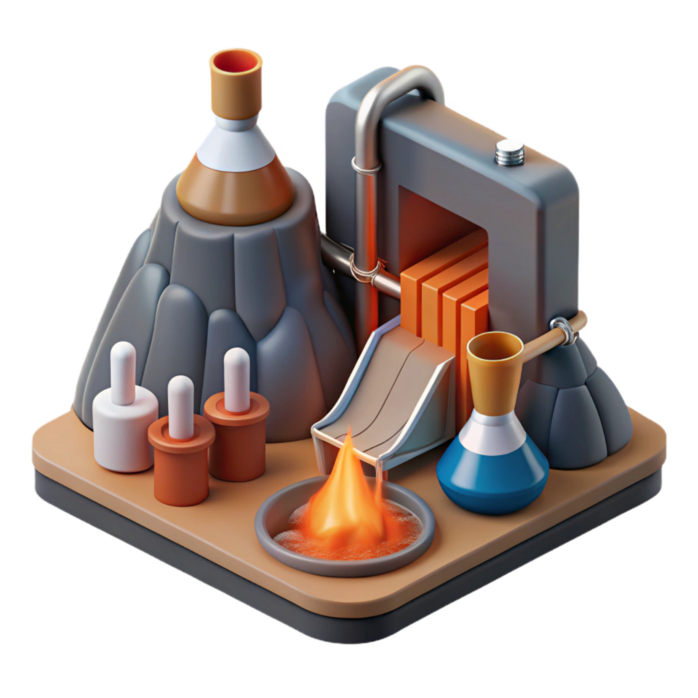 Industrial Volcanic Mineral Processing 3D Model png