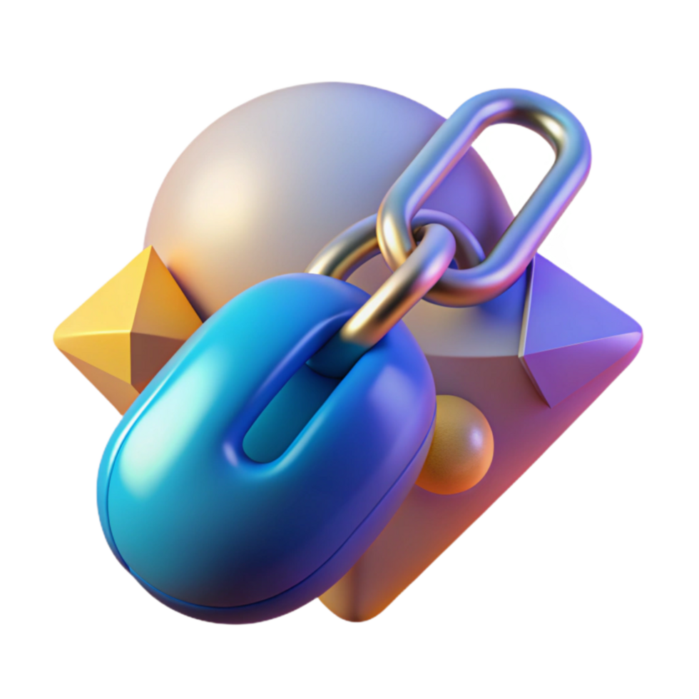 Abstract 3D Render Chain Link and Geometric Forms png