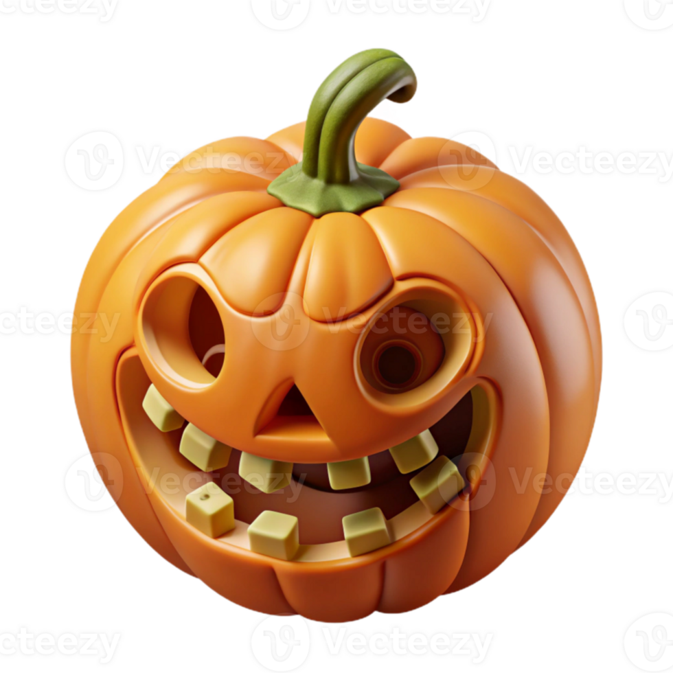Grinning Jack-o -lantern 3D Render of a Spooky Halloween Pumpkin png