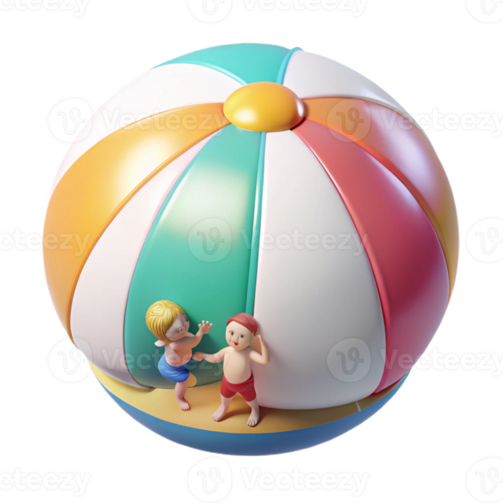 Summer Fun Kids Playing on a Giant Beach Ball png