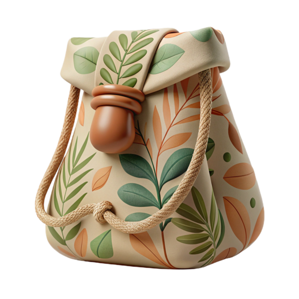 Floral Patterned Drawstring Bag Eco-Friendly and Stylish png