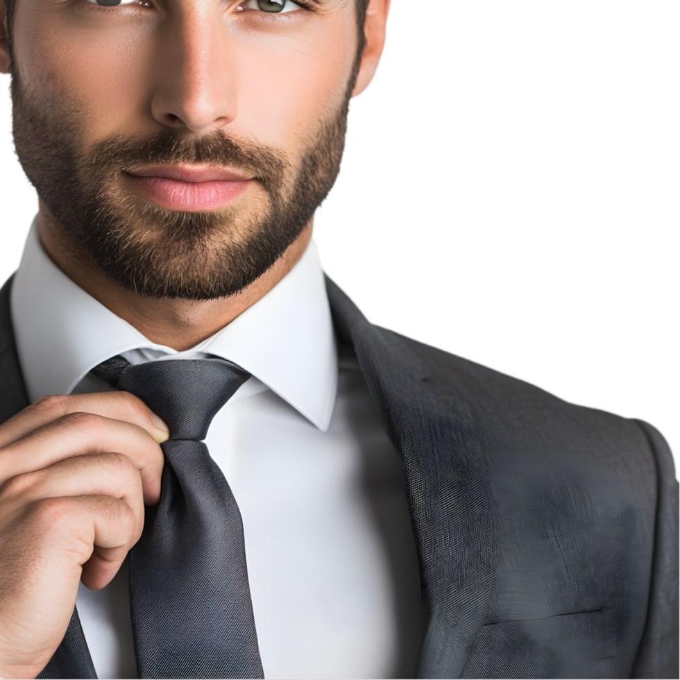 Man in a Suit Adjusting His Tie png