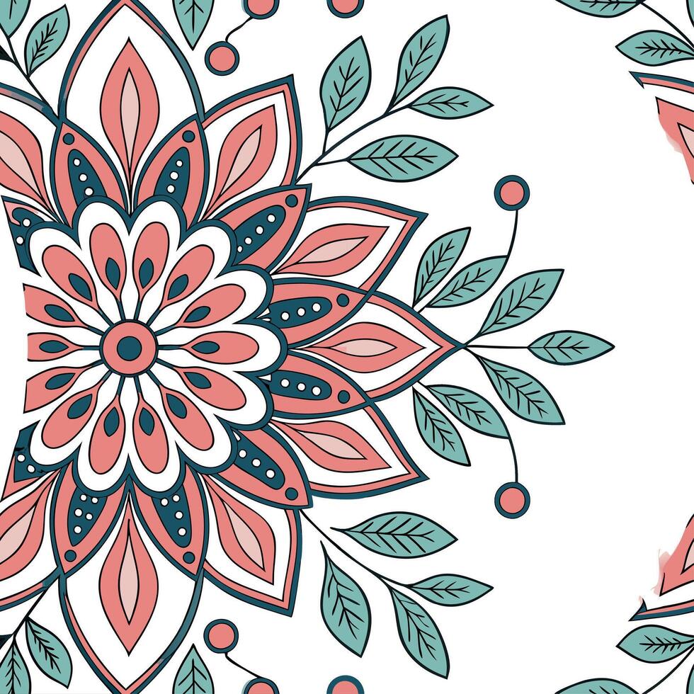 A circular pattern with flowers and leaves vector