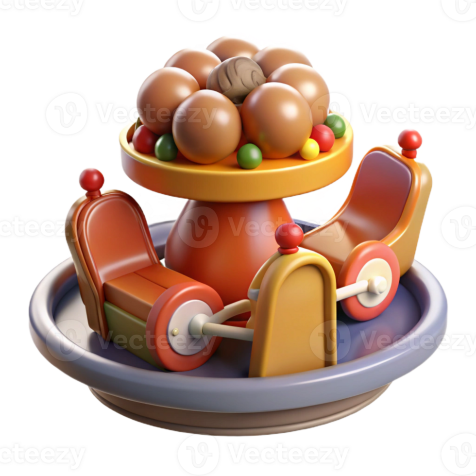 Whimsical Carousel Colorful 3D Render of a Spinning Toy png