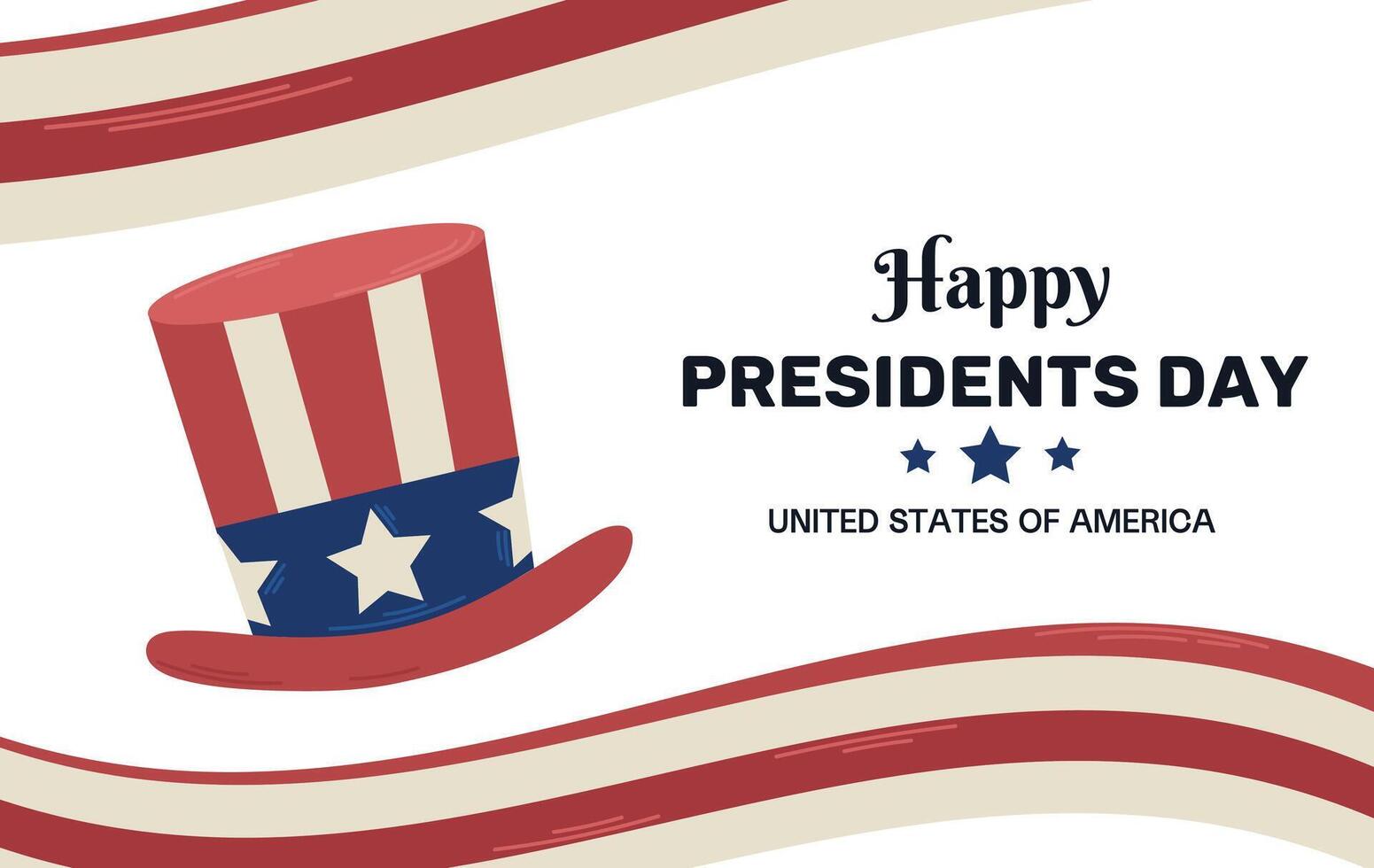 Happy Presidents Day banner card poster illustration with Uncle Sam hat vector
