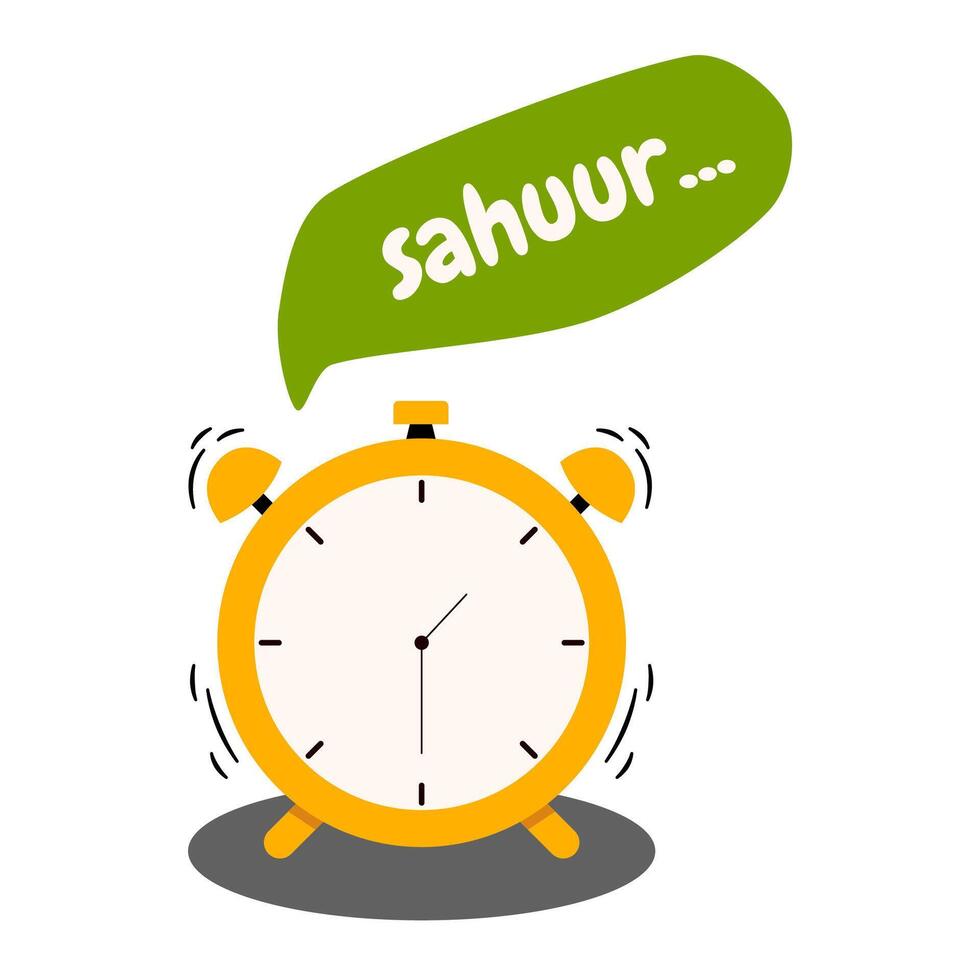 Sahur Time Alarm Clock Illustration. Hand-Drawn Sahur Alarm Concept vector