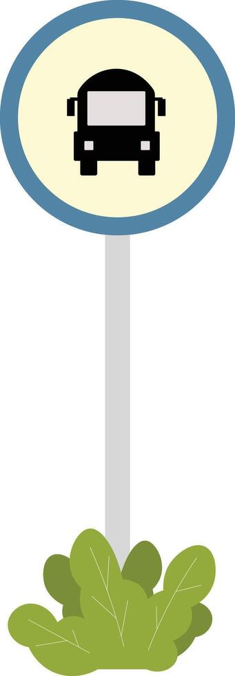 Bus Stop Sign Illustration with Greenery vector