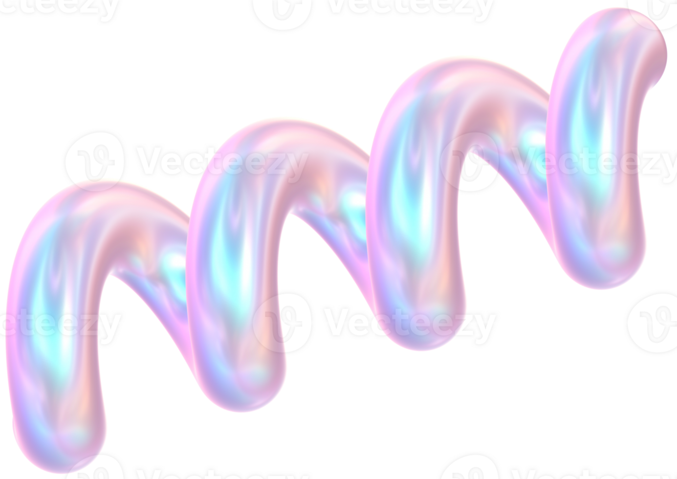 3D Rendering Holographic Spiral Tube Glossy Shape Illustration png