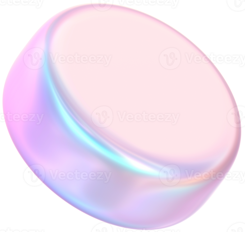 3D Rendering Holographic Soft Cylinder Button Illustration png