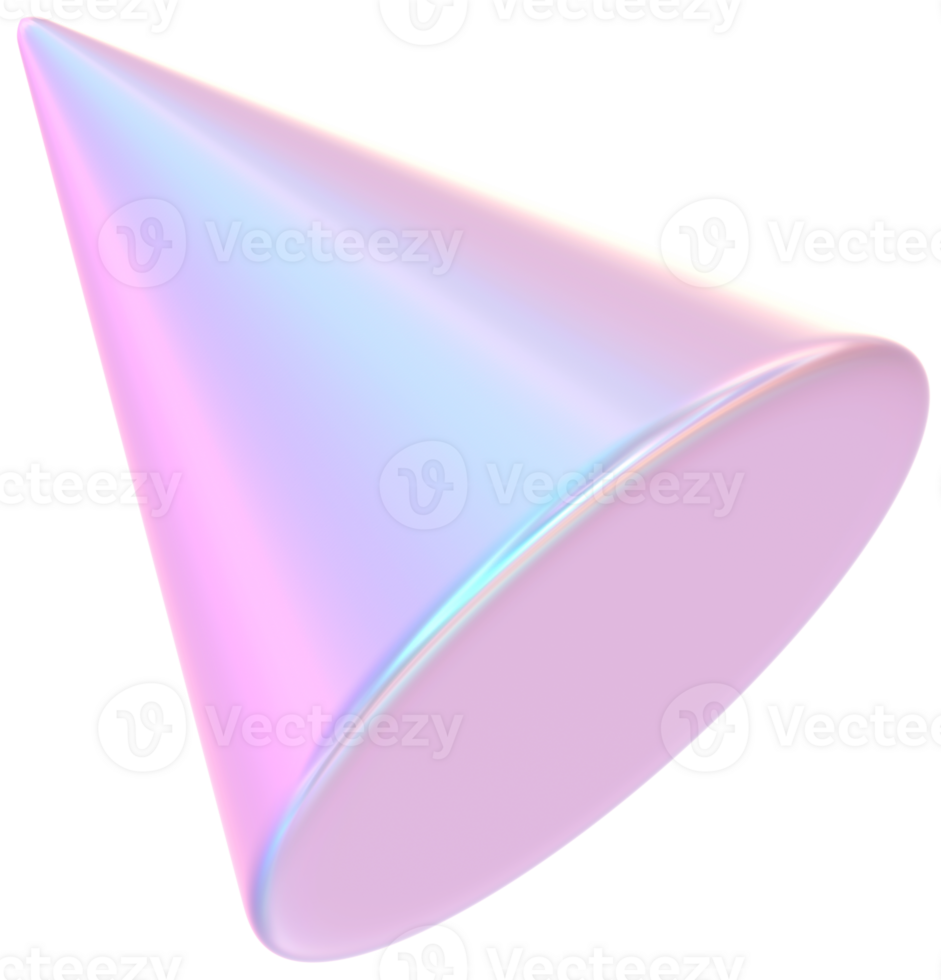 3D Rendering Holographic Cone Glossy Shape Illustration png