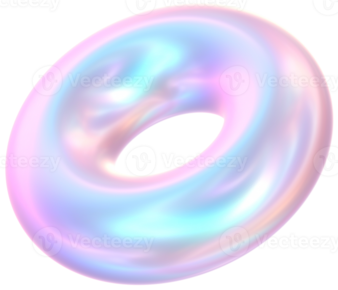 3D Rendering Holographic Floating Big Ring Glossy Illustration png