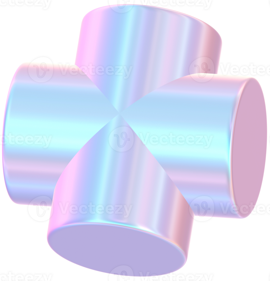 3D Rendering Holographic Plus Sign Glossy Shape Illustration png