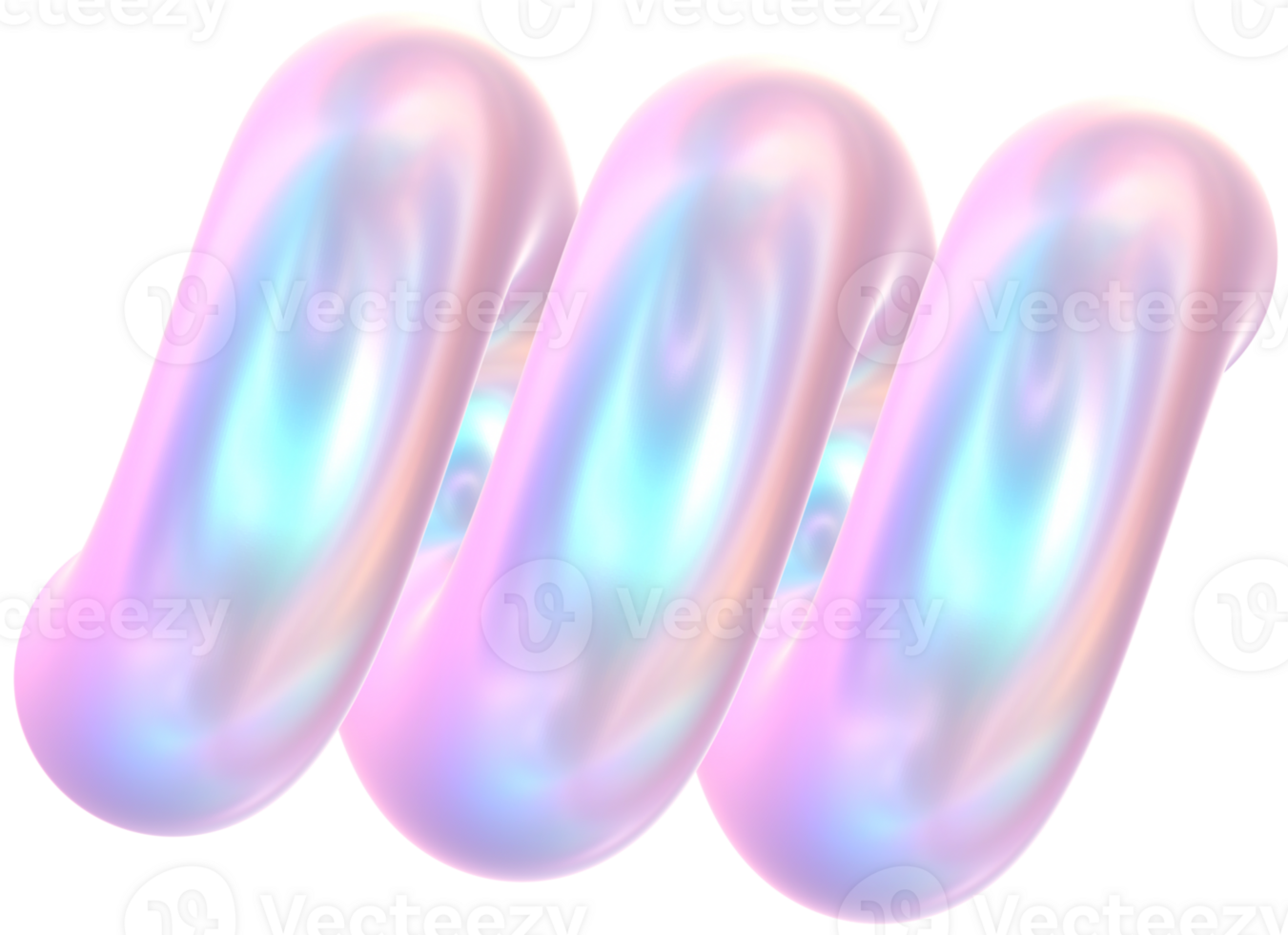 3D Rendering Holographic Bubble Rings Glossy Illustration png