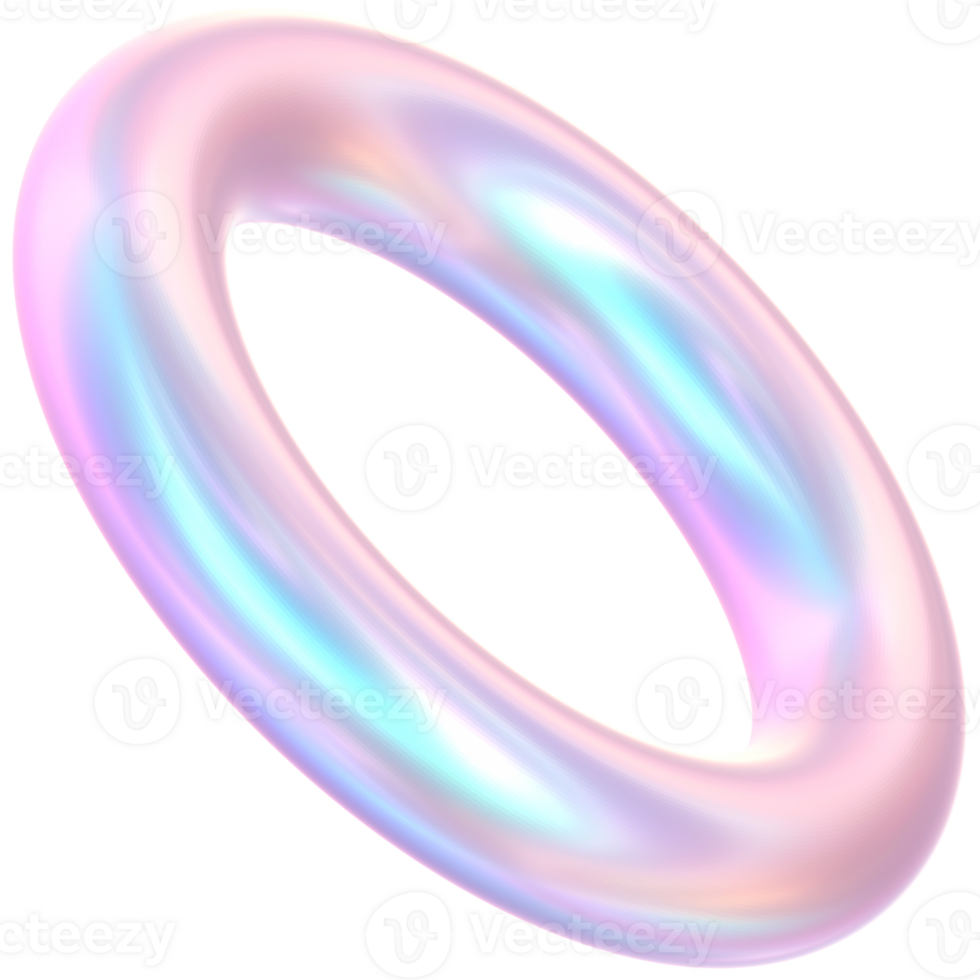 3D Rendering Holographic Twisted Ring Glossy Illustration png