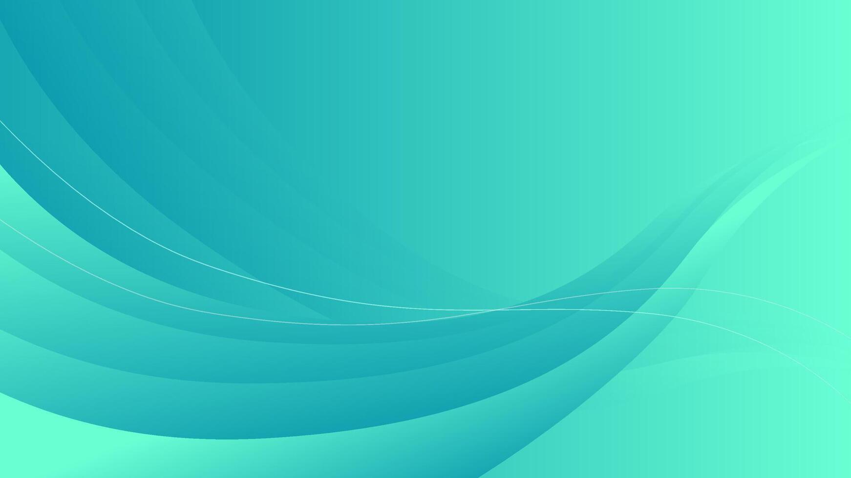 abstract background with smooth wavy lines in turquoise colors vector