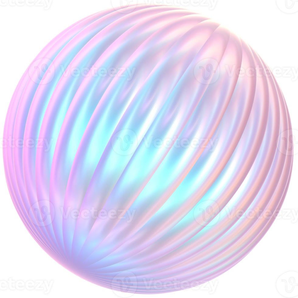 3D Rendering Holographic Textured Sphere Illustration png