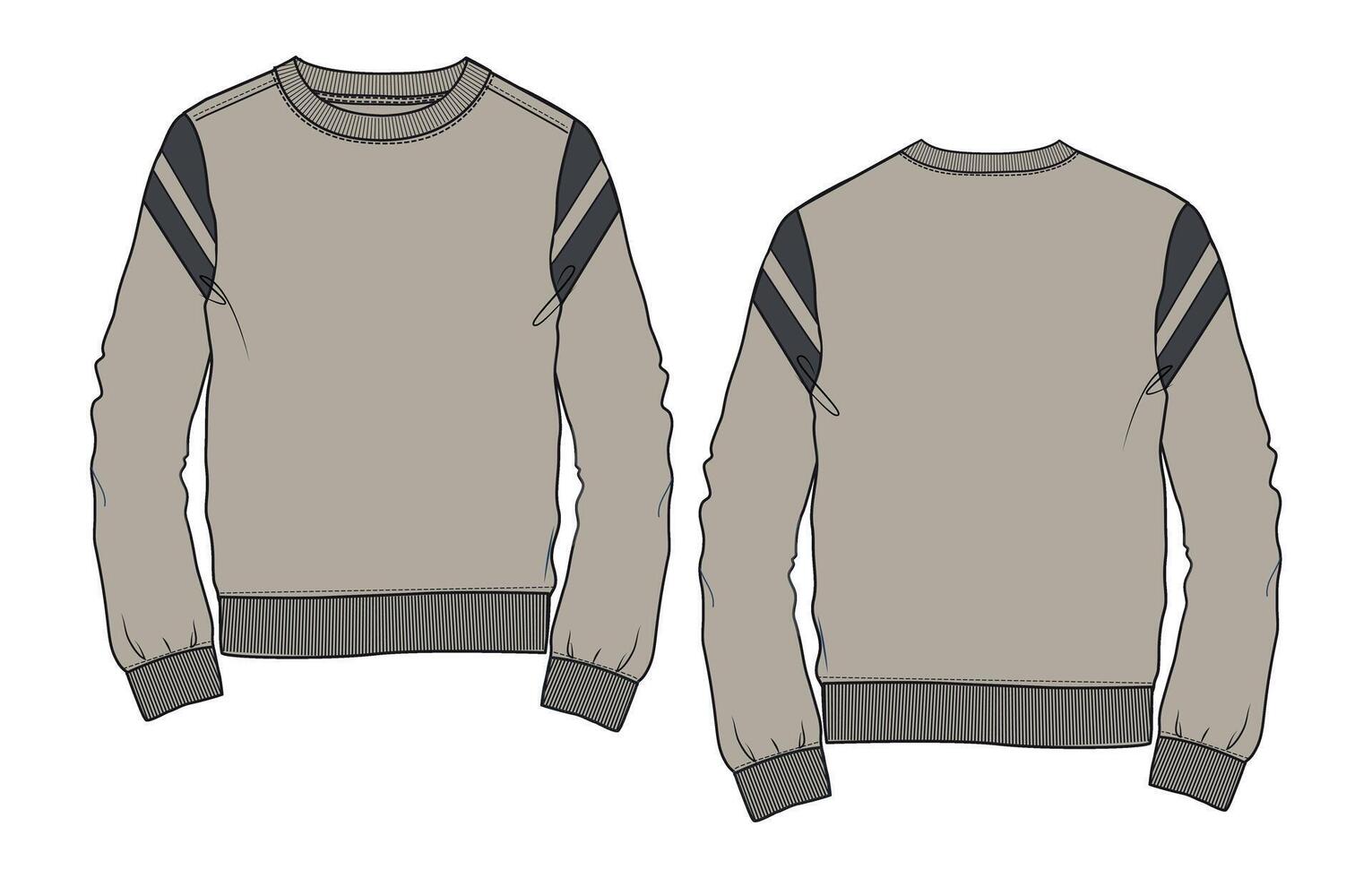 Long Sleeve sweatshirt template front and back isolated on white background vector