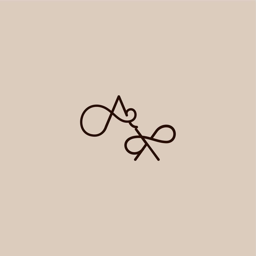 wedding typography monogram luxurious organic style and elegant concept AX dynamic line initial letter vector