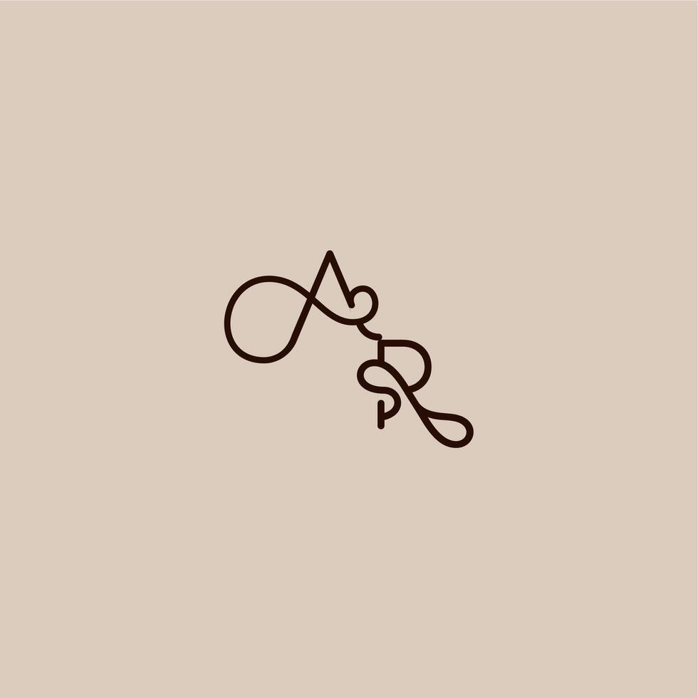 wedding typography monogram luxurious organic style and elegant concept AR dynamic line initial letter vector