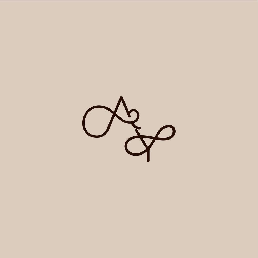 wedding typography monogram luxurious organic style and elegant concept AY dynamic line initial letter vector