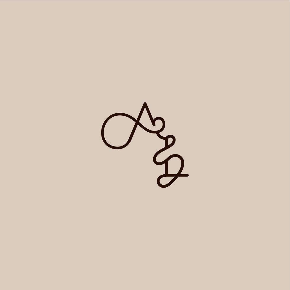 wedding typography monogram luxurious organic style and elegant concept AL dynamic line initial letter vector