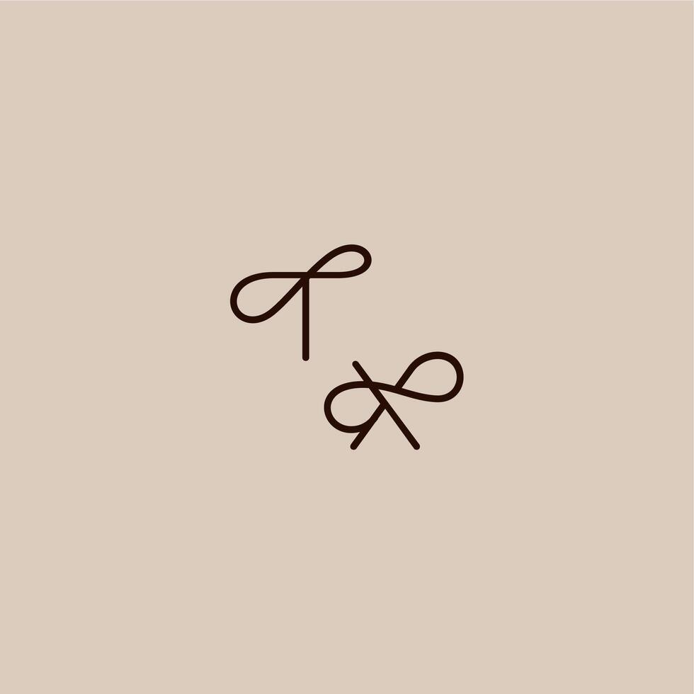 luxurious organic style and elegant concept TX wedding typography monogram letter dynamic line initial vector