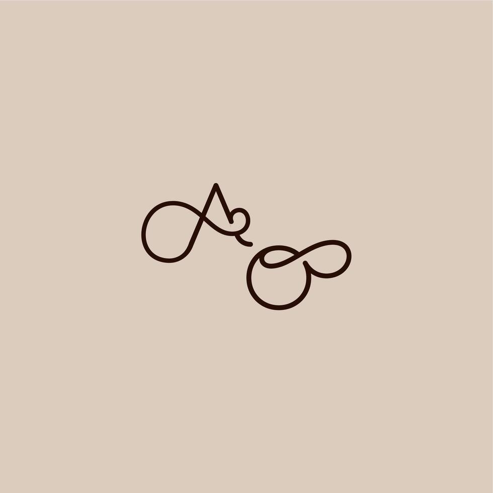 wedding typography monogram luxurious organic style and elegant concept AO dynamic line initial letter vector