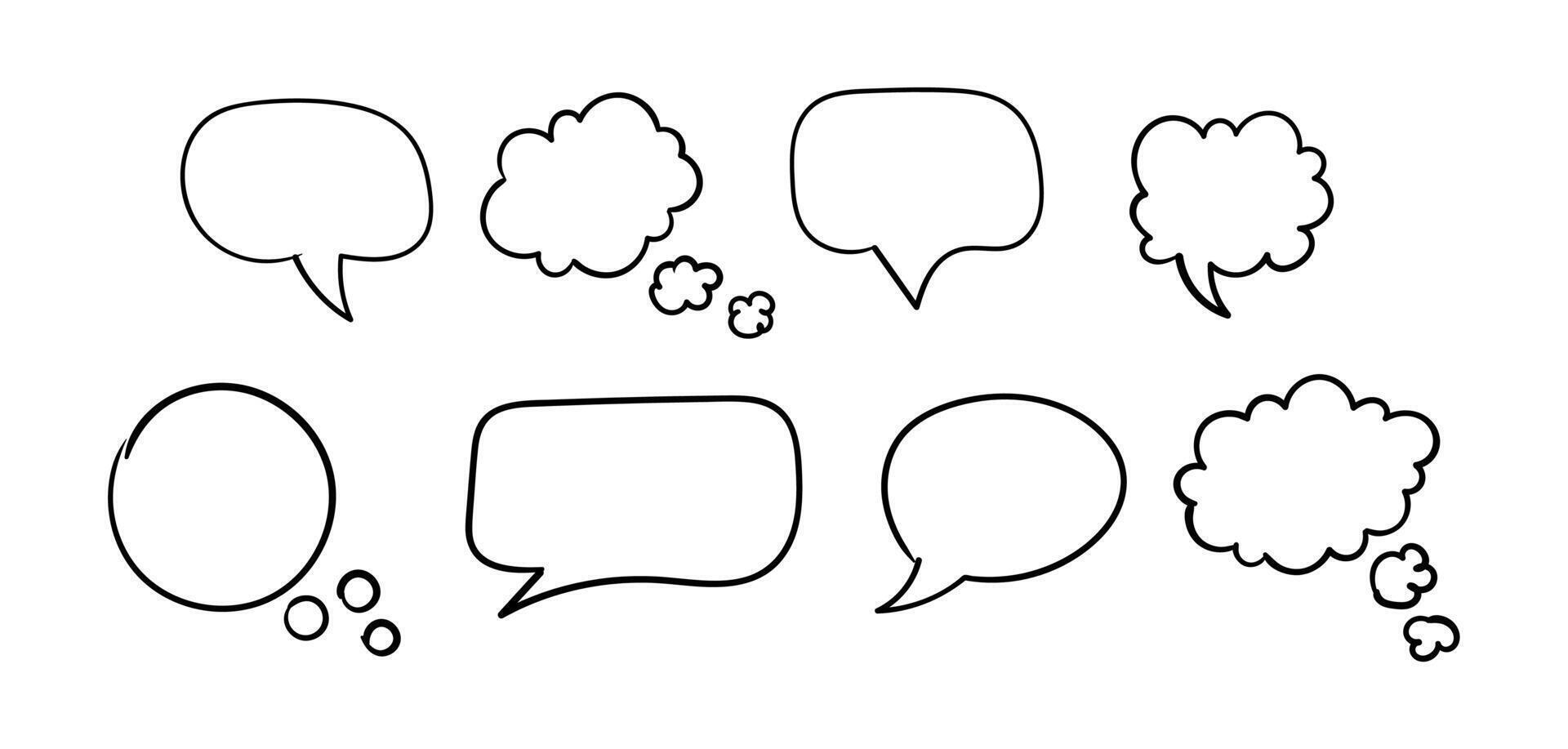 Bubble comic speech set on black and white colour vector