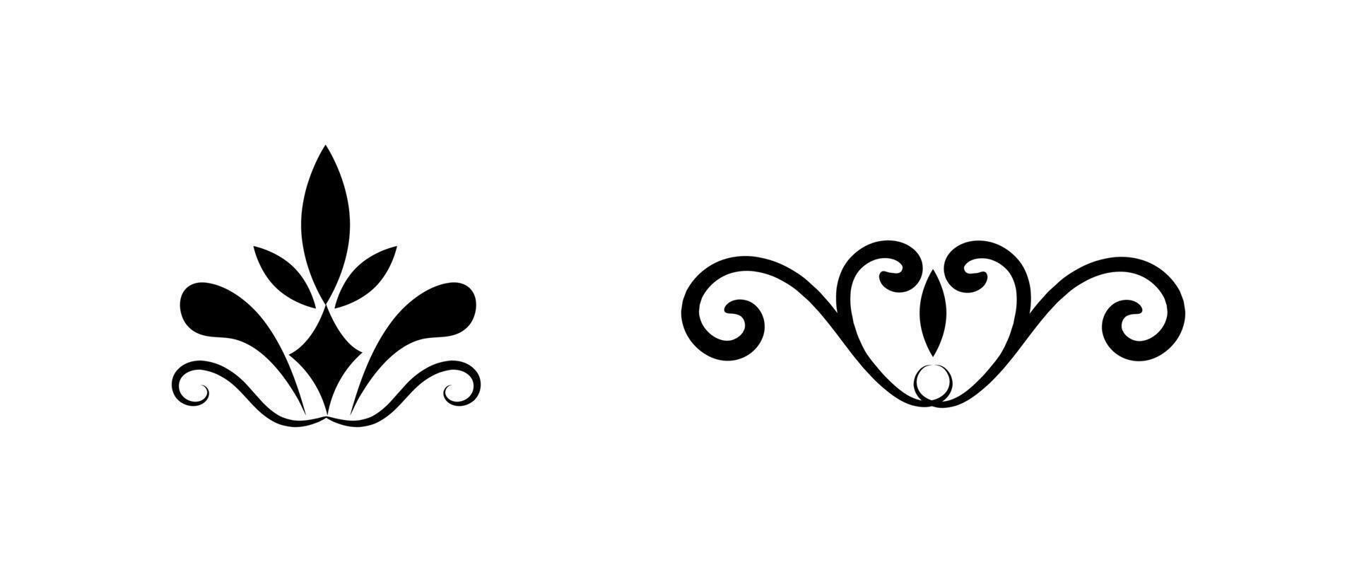 calligraphic ornament art collection illustration on black colour and white background vector