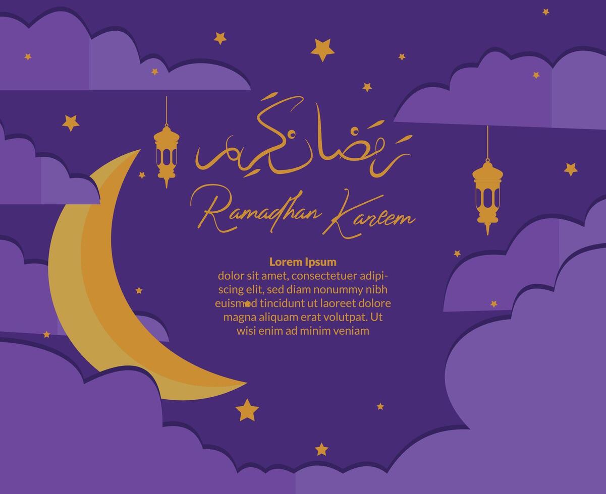 Islamic background for ramadan lantern and crescent moon vector